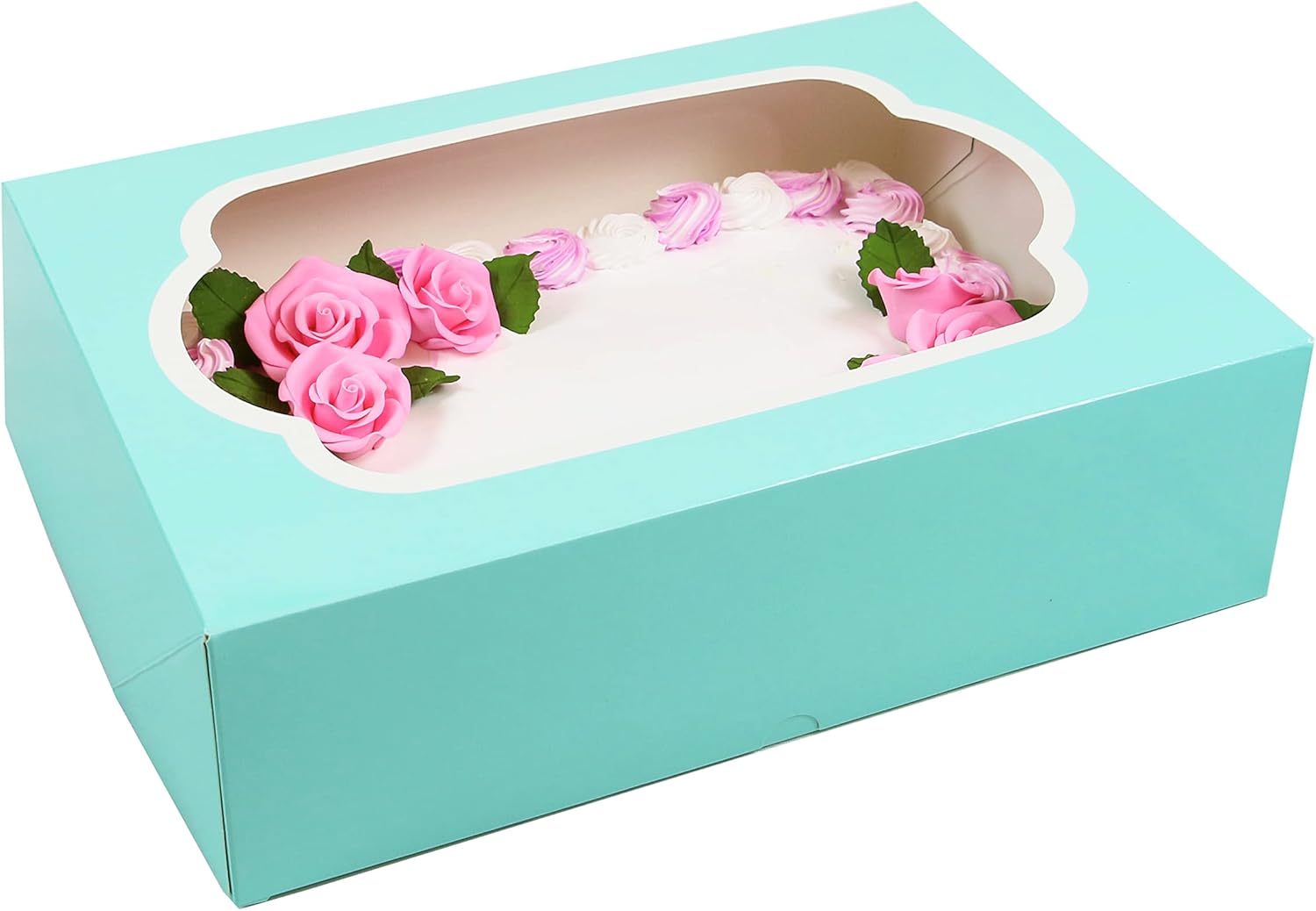 Extra Deep Quarter Sheet Cake Box with Window, Auto-Popup, 14 x 10 x 5 Inches