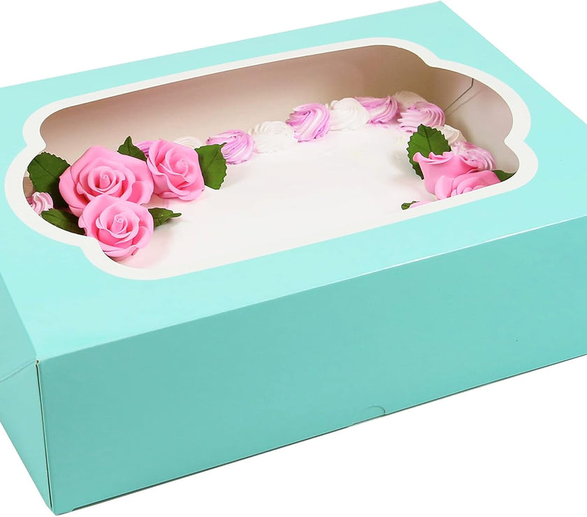 Extra Deep Quarter Sheet Cake Box with Window, Auto-Popup, 14 x 10 x 5 Inches