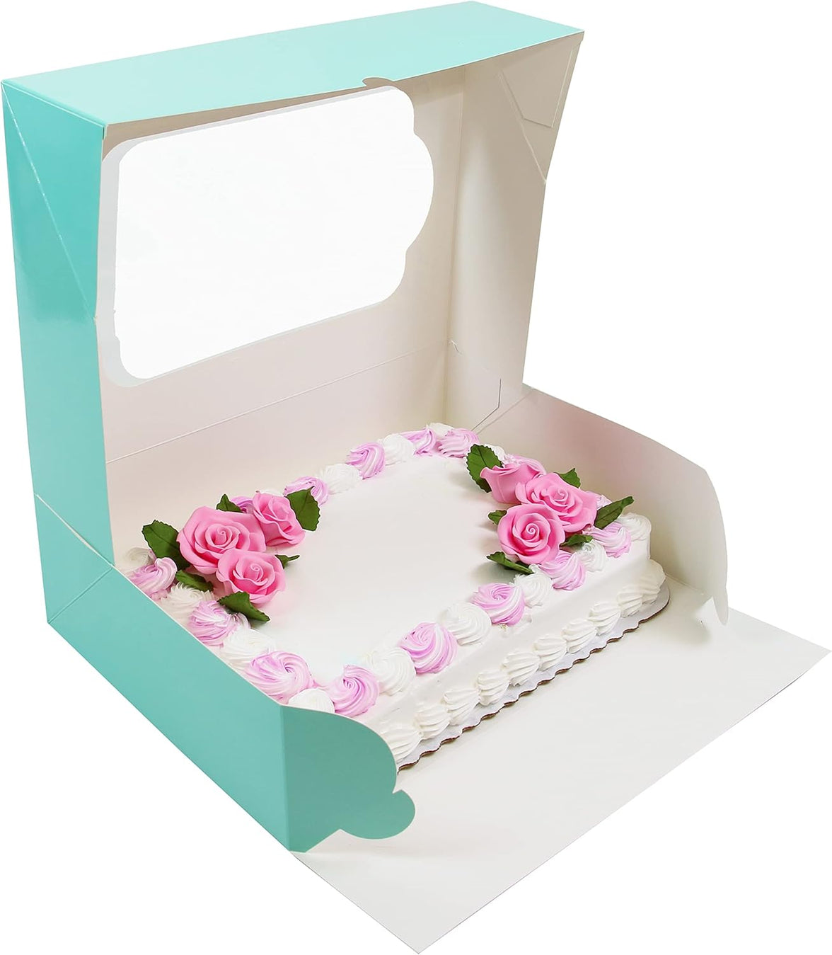 Extra Deep Quarter Sheet Cake Box with Window, Auto-Popup, 14 x 10 x 5 Inches