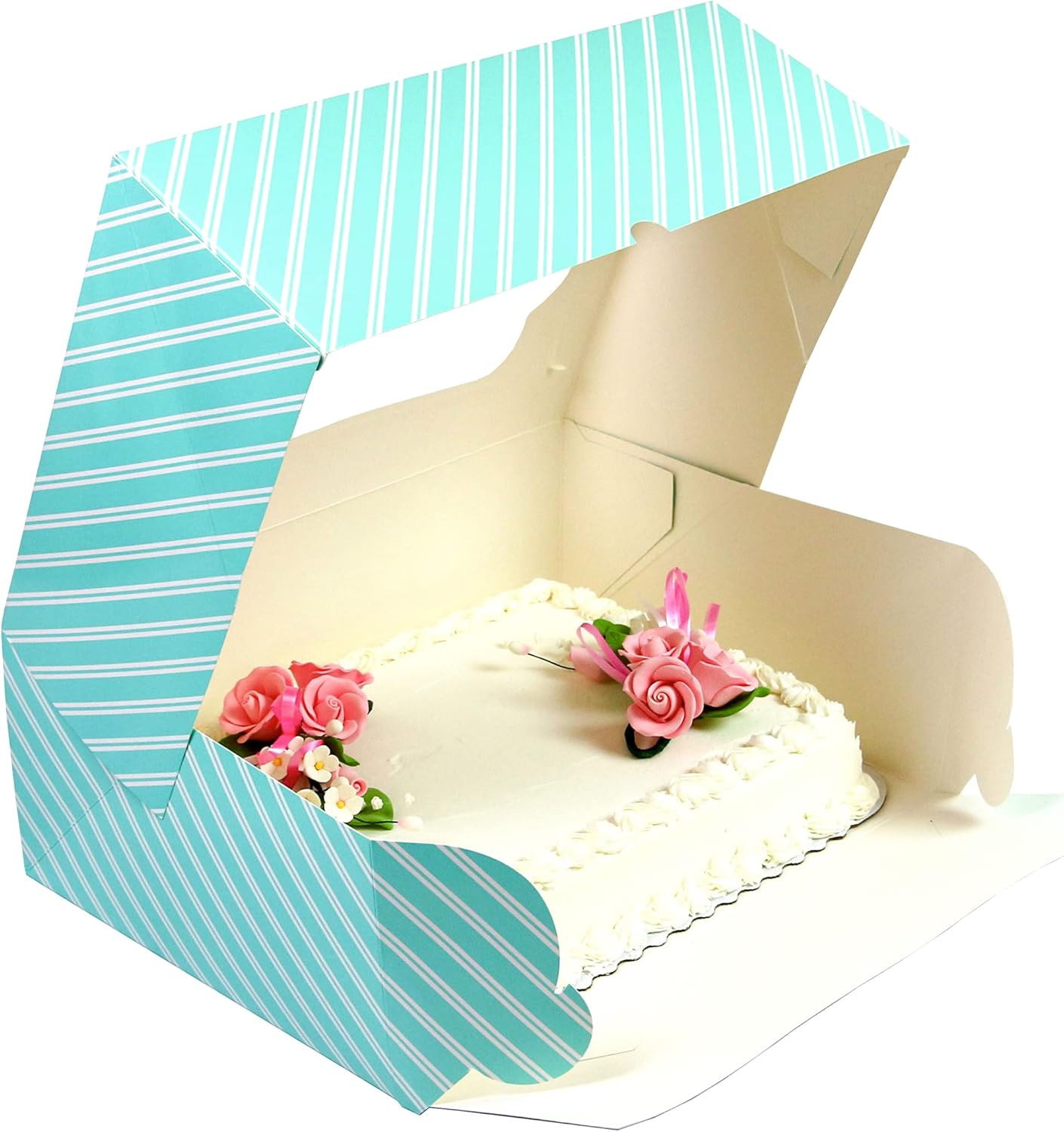 Global Sugar Art Quarter Sheet Cake & Cupcake Box with Window and Cupcake Insert, Auto-Popup, 14 x 10 x 4 Inches, 5 Count