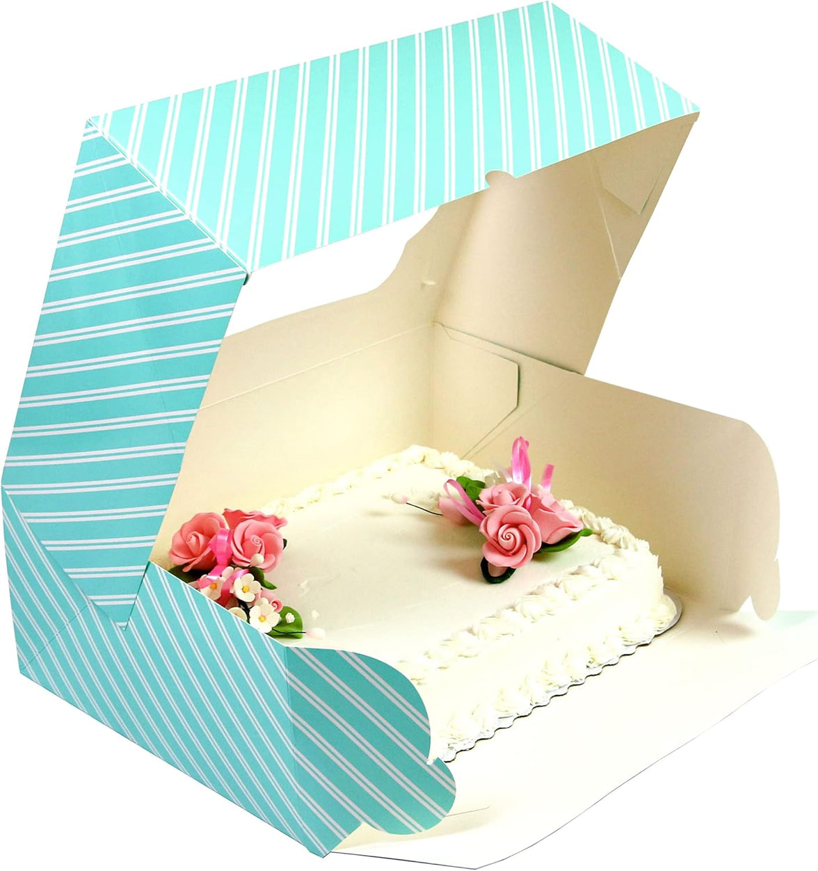Global Sugar Art Quarter Sheet Cake & Cupcake Box with Window and Cupcake Insert, Auto-Popup, 14 x 10 x 4 Inches, 5 Count