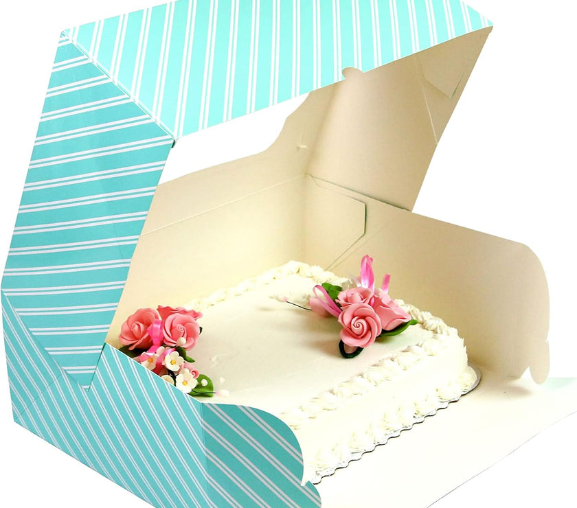Global Sugar Art Quarter Sheet Cake & Cupcake Box with Window and Cupcake Insert, Auto-Popup, 14 x 10 x 4 Inches, 5 Count