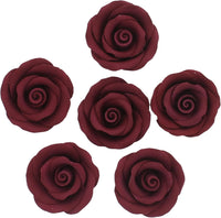 Premium Roses for Decorating Cakes and Cupcakes, by Global Sugar Art, Medium, Bugundy