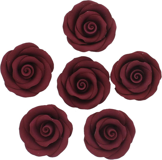 Burgundy Edible Roses, Premium, 1.5-inch, 12 Count