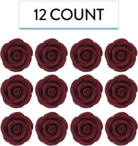 Premium Roses for Decorating Cakes and Cupcakes, by Global Sugar Art, Medium, Bugundy