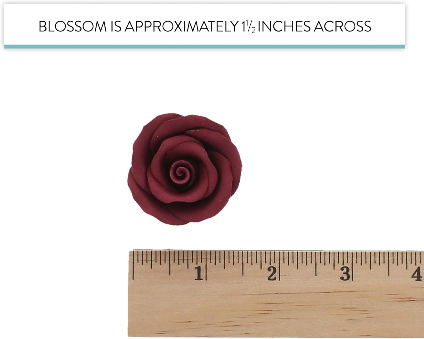 Burgundy Edible Roses, Premium, 1.5-inch, 12 Count