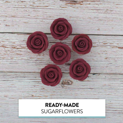 Burgundy Edible Roses, Premium, 1.5-inch, 12 Count