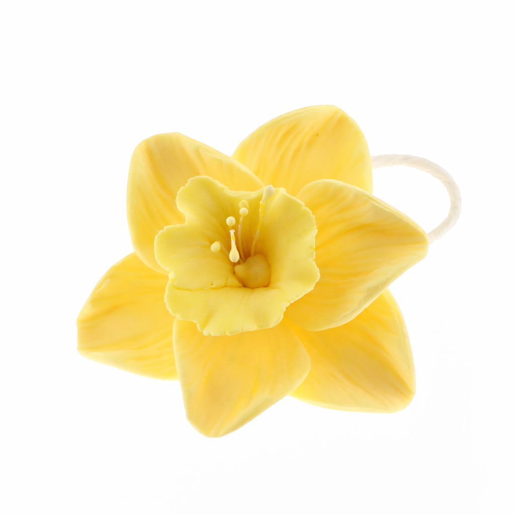 Daffodil Sugar Cake Flowers by Global Sugar Art, Yellow, 6 Count