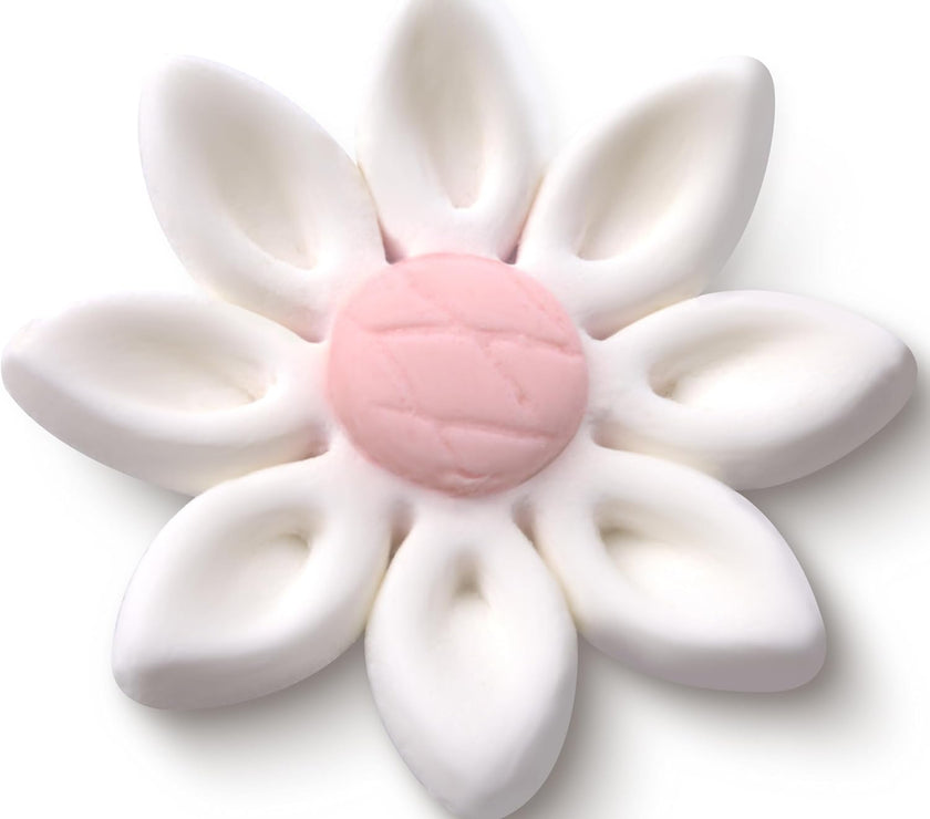 Edible Daisy Cake Decorations, White and Pink Sugar Flowers, Unwired 1 Inch, Daisy Cupcake Toppers, Edible Flowers Cake Decorations by Chef Alan Tetreault, Global Sugar Art