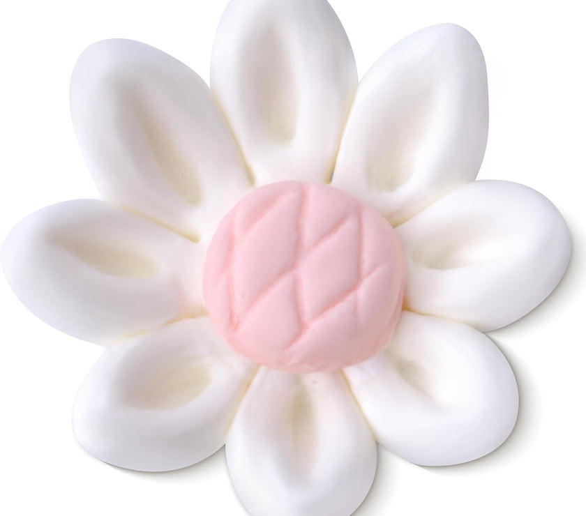 Edible Daisy Cake Decorations, White and Pink Sugar Flowers, Unwired 3/4 Inch, Daisy Cupcake Toppers, Edible Flowers Cake Decorations by Chef Alan Tetreault, Global Sugar Art
