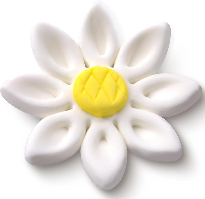 Edible Daisy Cake Decorations, White and Yellow Sugar Flowers, Unwired 1 Inch, Daisy Cupcake Toppers, Edible Flowers Cake Decorations by Chef Alan Tetreault, Global Sugar Art