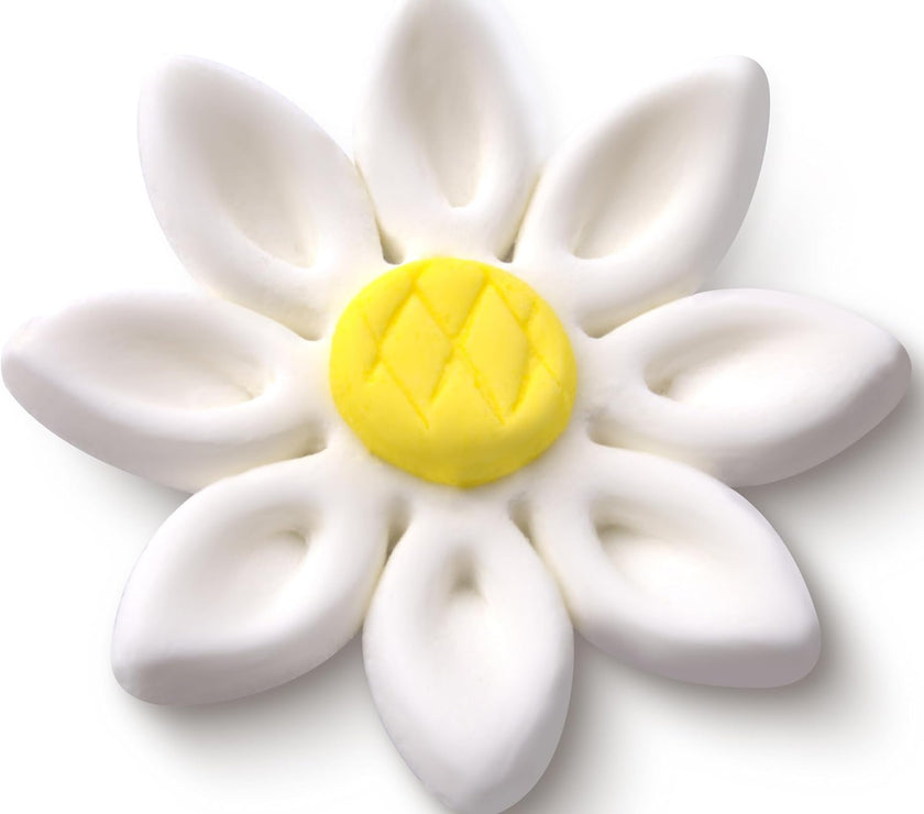 Edible Daisy Cake Decorations, White and Yellow Sugar Flowers, Unwired 1 Inch, Daisy Cupcake Toppers, Edible Flowers Cake Decorations by Chef Alan Tetreault, Global Sugar Art