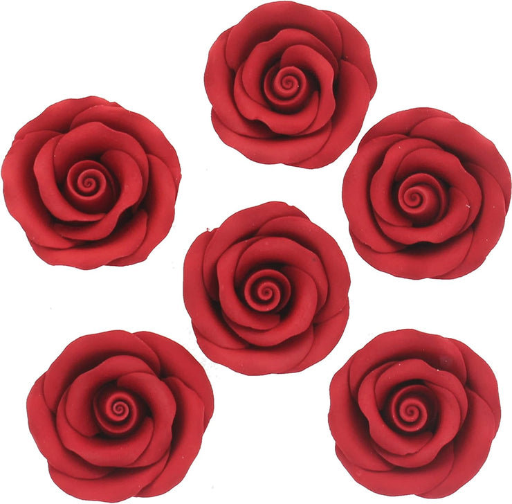 Premium Roses for Decorating Cakes and Cupcakes, by Global Sugar Art, Medium, Red