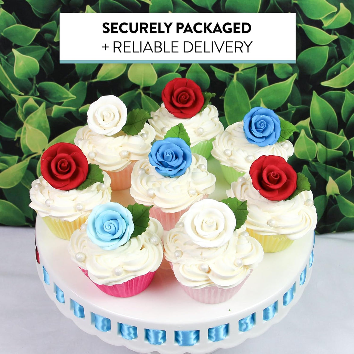 Premium Roses for Decorating Cakes and Cupcakes, by Global Sugar Art, Medium, Red