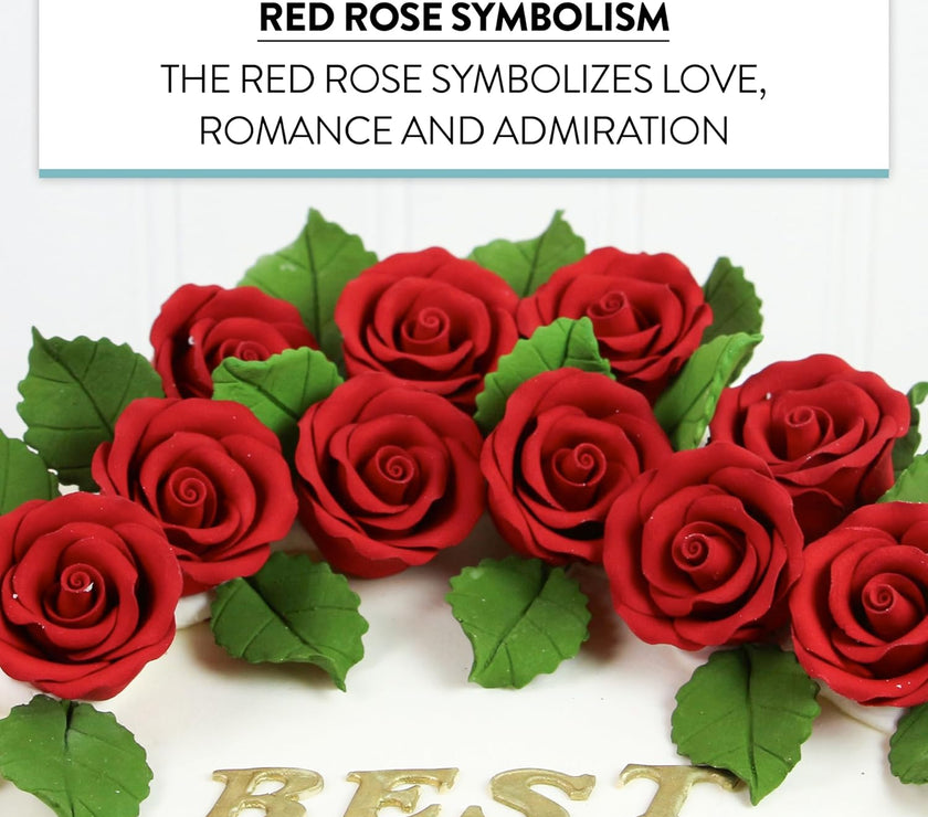 Premium Roses for Decorating Cakes and Cupcakes, by Global Sugar Art, Medium, Red