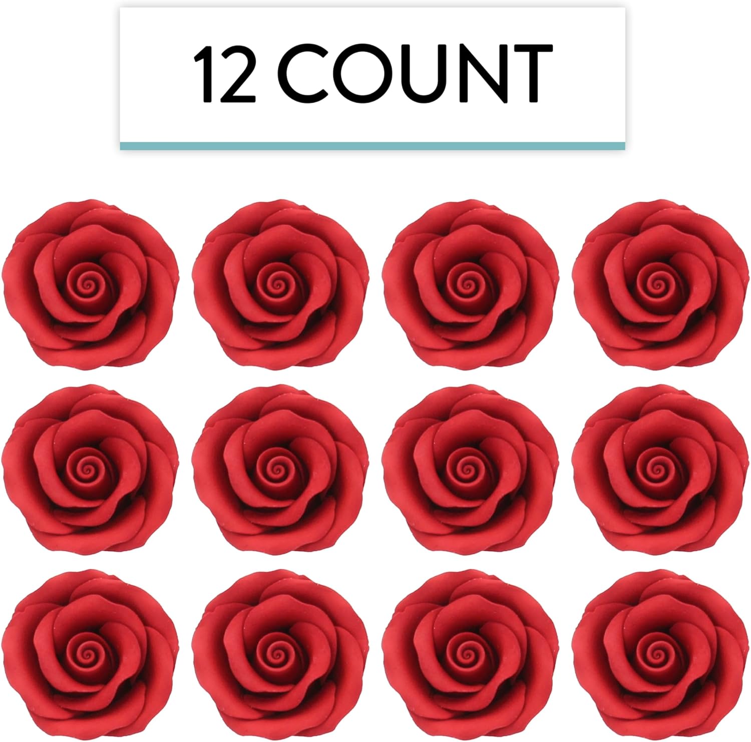 Premium Roses for Decorating Cakes and Cupcakes, by Global Sugar Art, Medium, Red