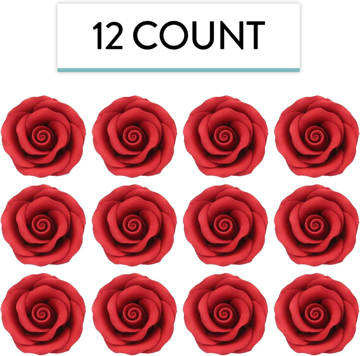 Premium Roses for Decorating Cakes and Cupcakes, by Global Sugar Art, Medium, Red