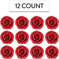 Premium Roses for Decorating Cakes and Cupcakes, by Global Sugar Art, Medium, Red