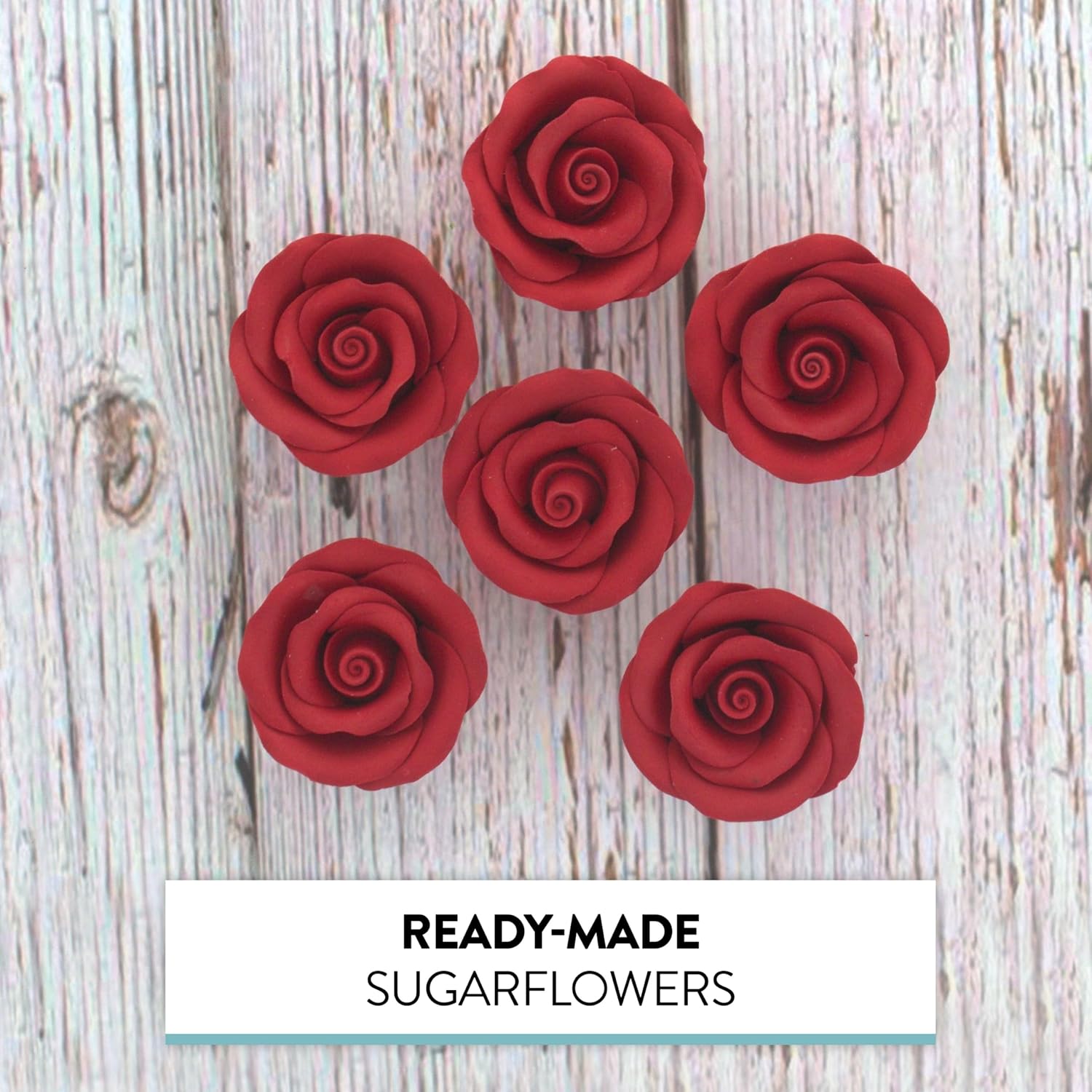 Premium Roses for Decorating Cakes and Cupcakes, by Global Sugar Art, Medium, Red