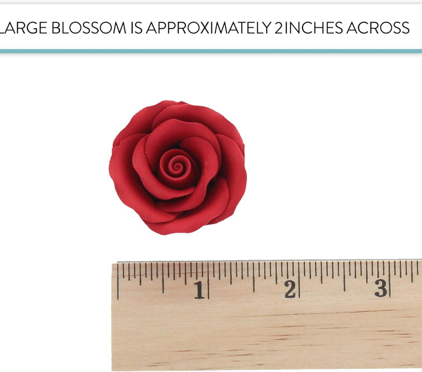 Premium Roses for Decorating Cakes and Cupcakes, by Global Sugar Art, Medium, Red