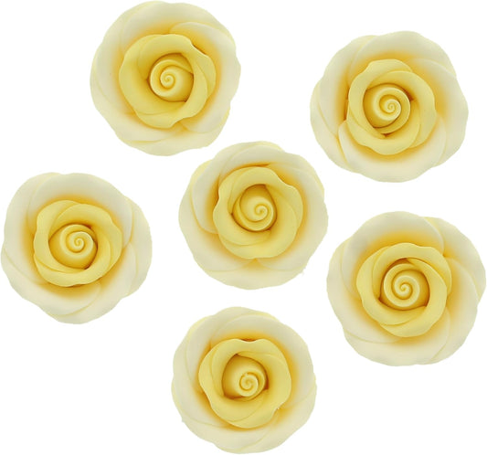 Yellow Edible Roses, Premium, 1.5-inch, 12 Count