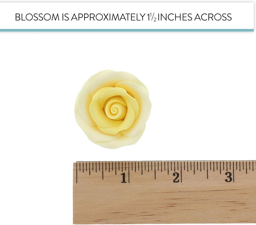 Premium Roses for Decorating Cakes and Cupcakes, by Global Sugar Art, Medium, Yellow