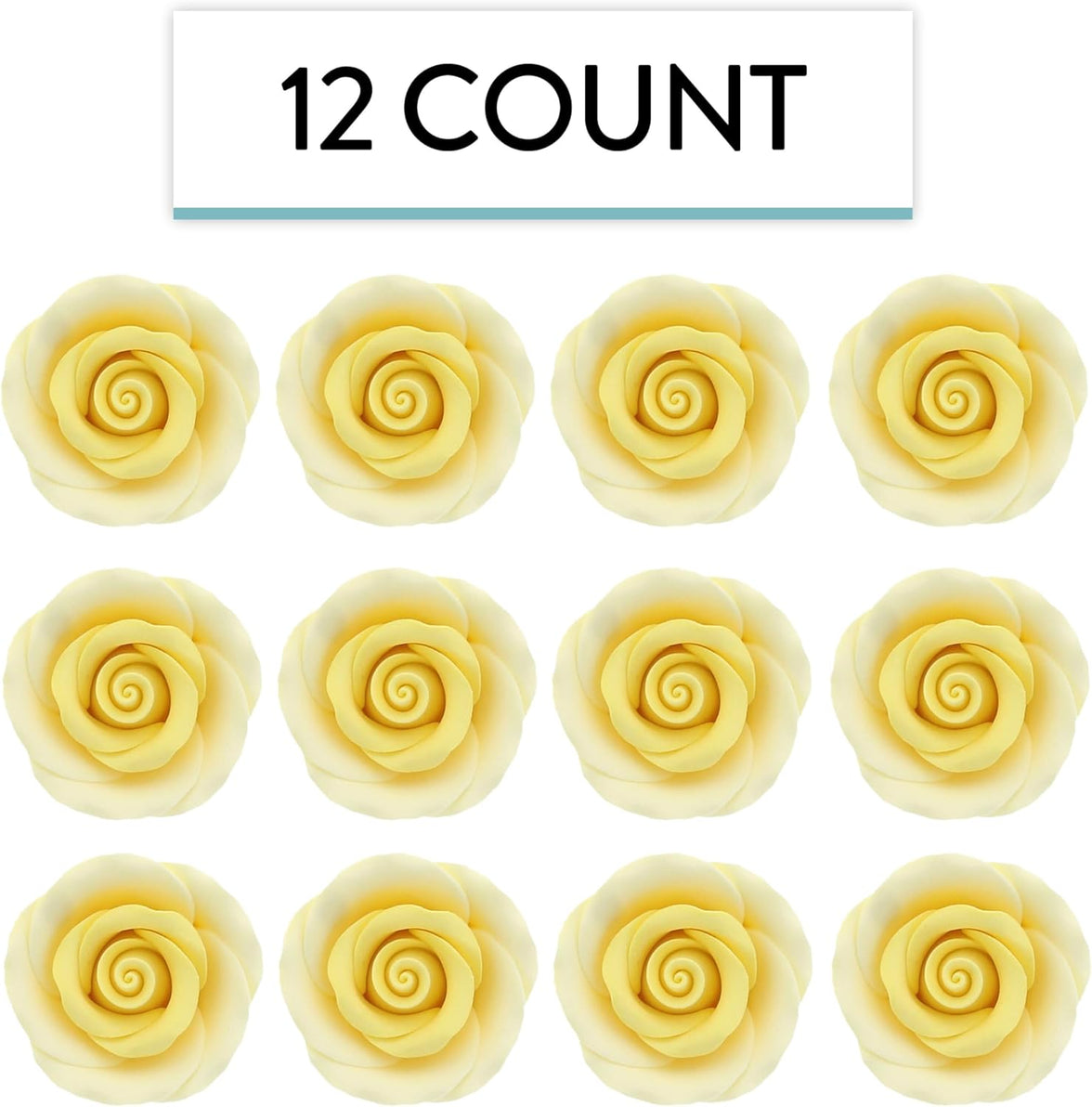 Premium Roses for Decorating Cakes and Cupcakes, by Global Sugar Art, Medium, Yellow