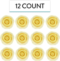 Premium Roses for Decorating Cakes and Cupcakes, by Global Sugar Art, Medium, Yellow