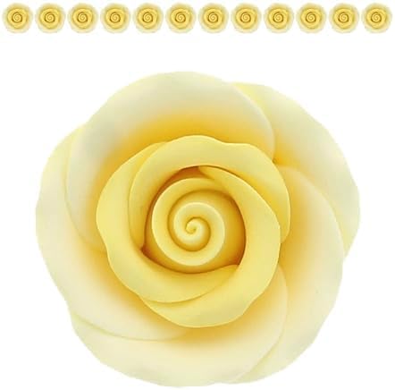 Premium Roses for Decorating Cakes and Cupcakes, by Global Sugar Art, Medium, Yellow
