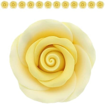 Yellow Edible Roses, Premium, 1.5-inch, 12 Count