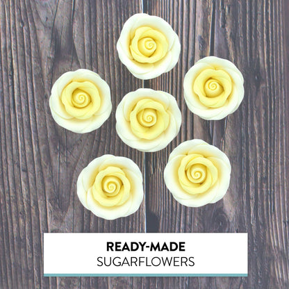 Yellow Edible Roses, Premium, 1.5-inch, 12 Count