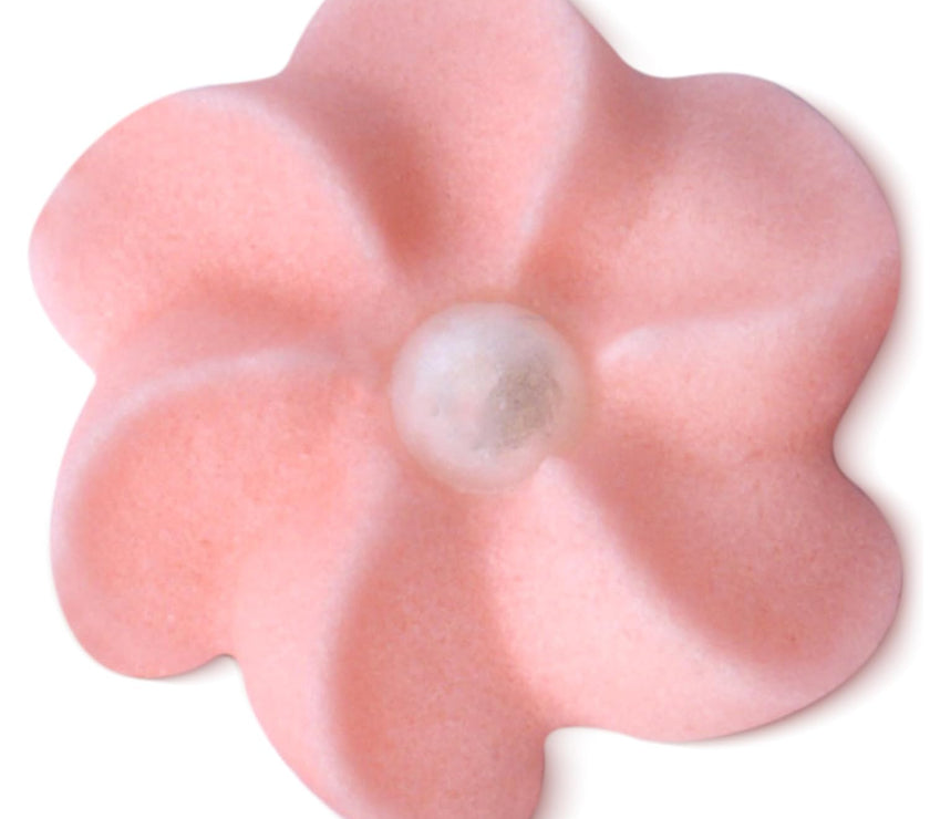 Pink Royal Icing Drop Flowers with Pearl Centers