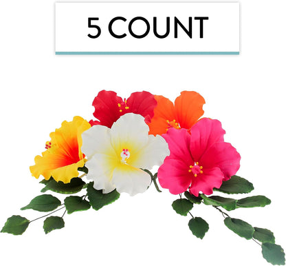 Hawaiian Hibiscus with Leaf Sprays Kit, Assorted Colors, 5 Count