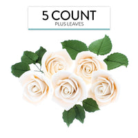 Peace Rose Sugar Flowers with Leaves, Cake Decorating Kit, by Global Sugar Art, Medium, Ivory