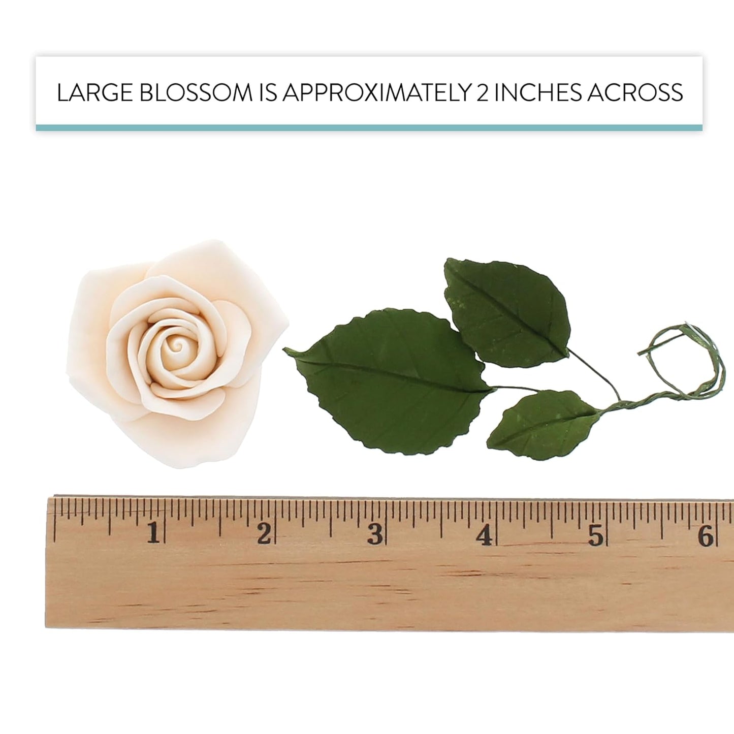 Ivory Peace Rose Kit with Leaves, 2-inch, 14-Piece Set