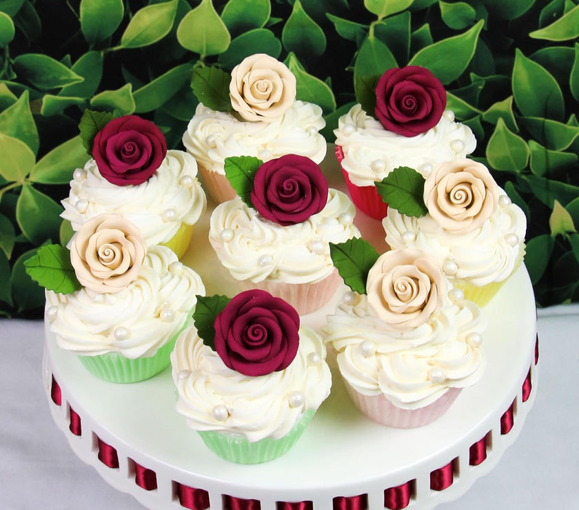 Premium Roses for Decorating Cakes and Cupcakes, by Global Sugar Art, Medium, Ivory