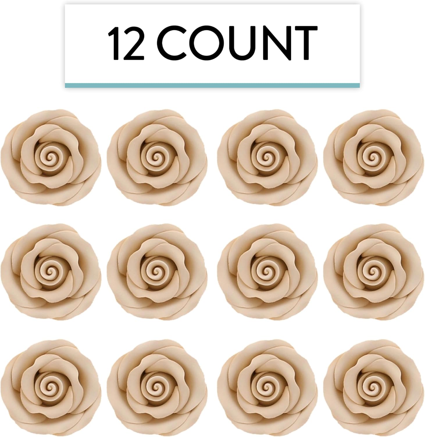 Premium Roses for Decorating Cakes and Cupcakes, by Global Sugar Art, Medium, Ivory