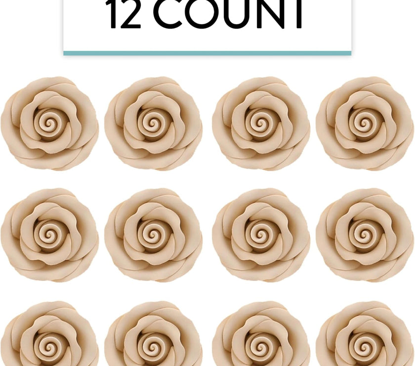 Premium Roses for Decorating Cakes and Cupcakes, by Global Sugar Art, Medium, Ivory