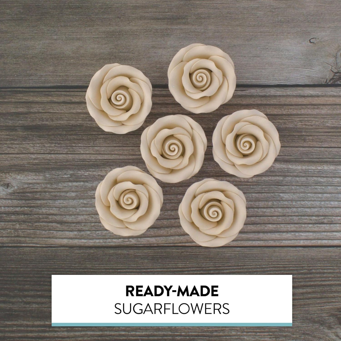 Premium Roses for Decorating Cakes and Cupcakes, by Global Sugar Art, Medium, Ivory