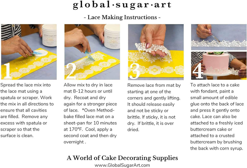 Global Sugar Art Indian Mehndi Silicone Lace Mat for Cake Decorating, by Global Sugar Art