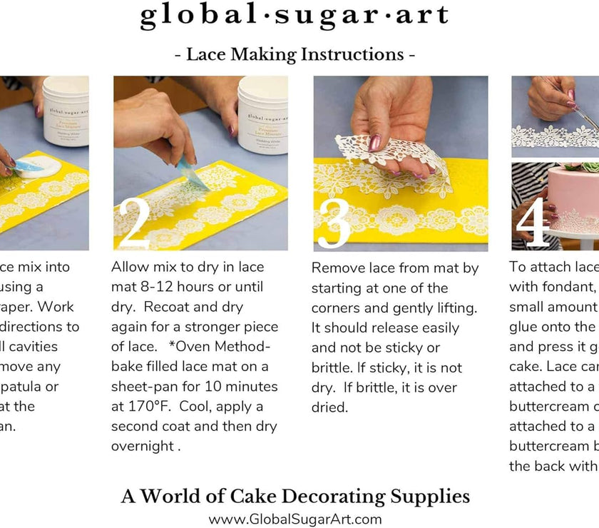 Global Sugar Art Moroccan Silicone Lace Mat for Cake Decorating, by Global Sugar Art
