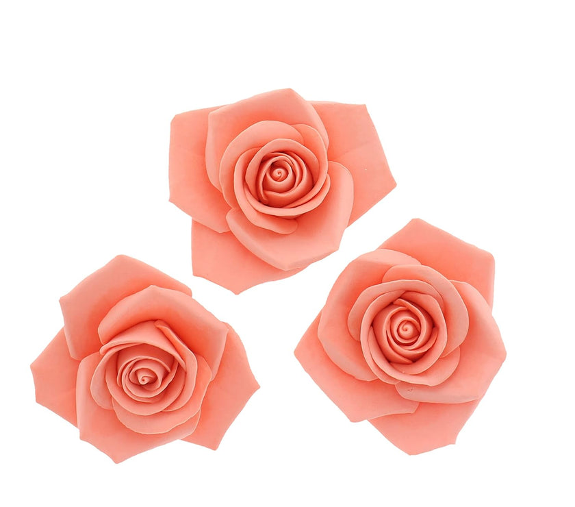 Peace Rose Sugar Flowers for Cake Decorating, by Global Sugar Art, Large, Apricot
