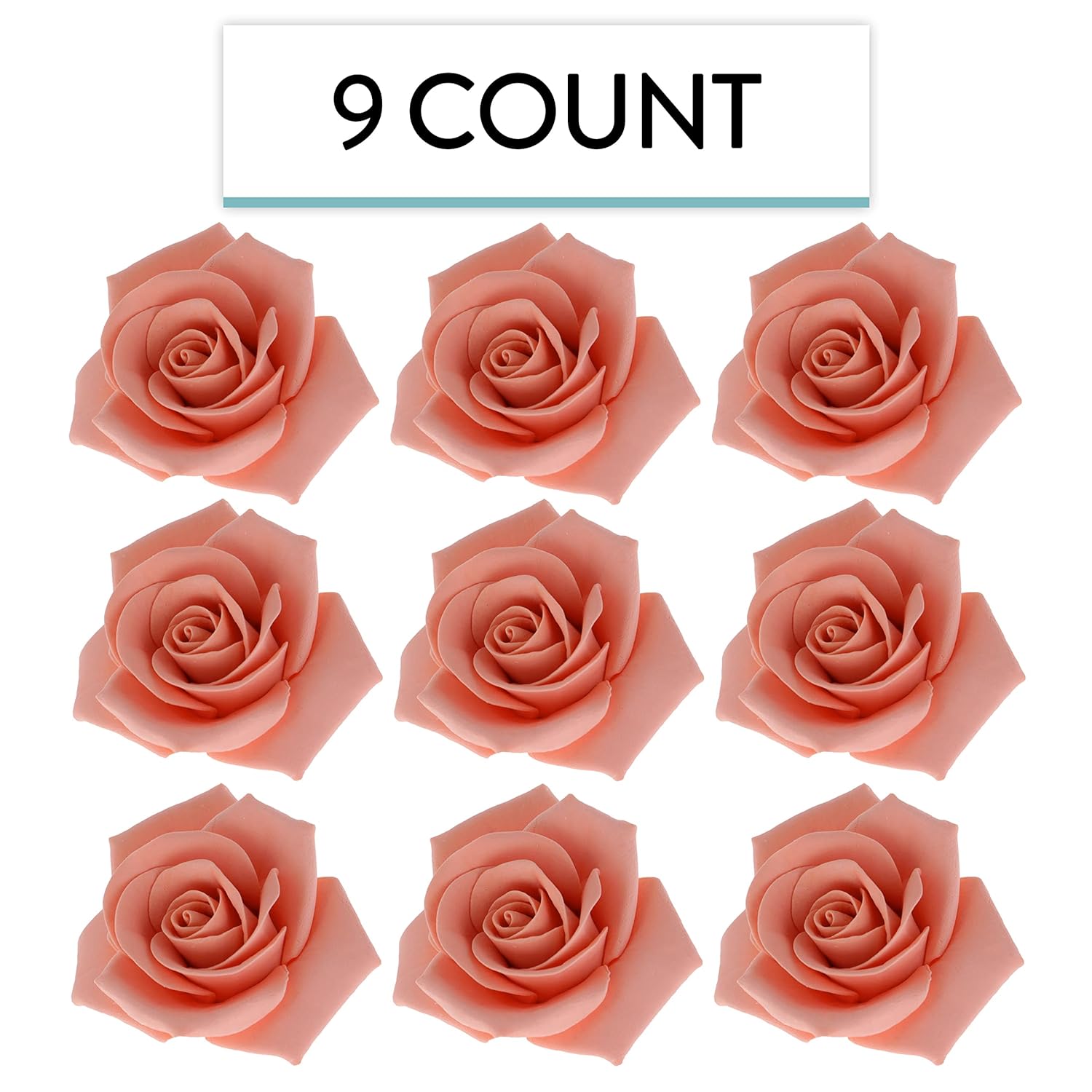 Peace Rose Sugar Flowers for Cake Decorating, by Global Sugar Art, Large, Apricot
