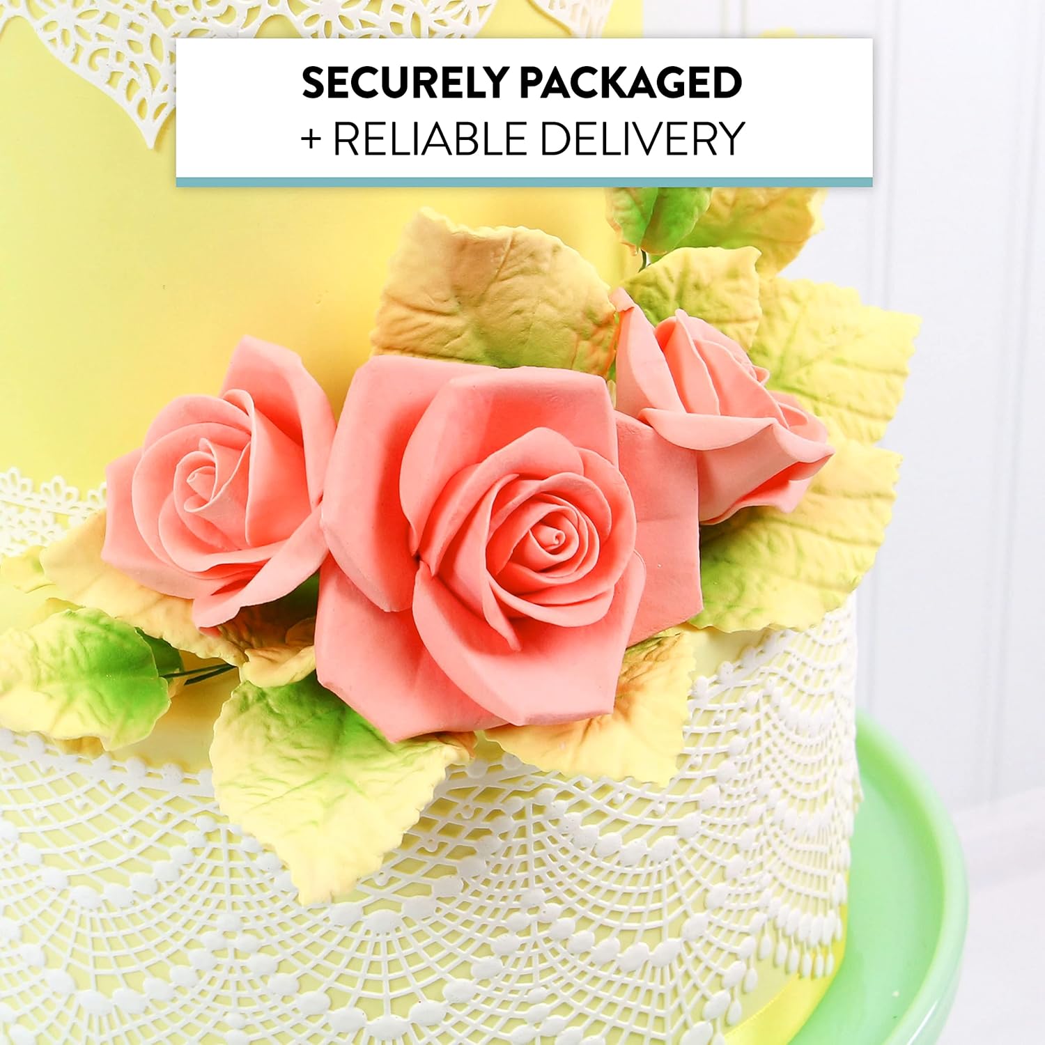 Peace Rose Sugar Flowers for Cake Decorating, by Global Sugar Art, Large, Apricot