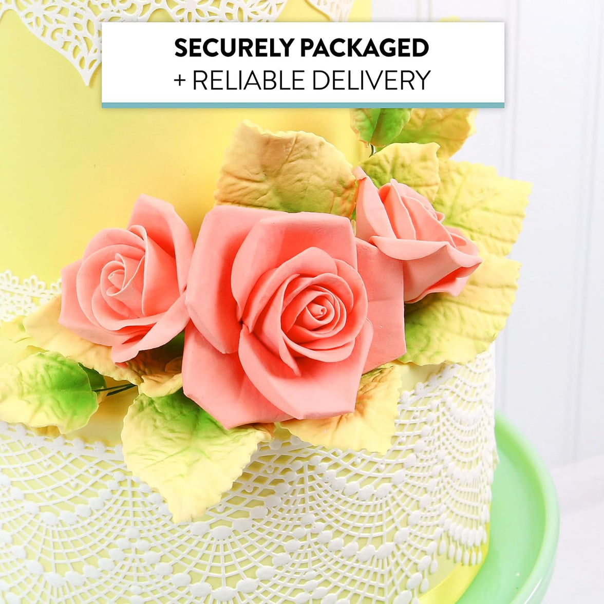 Peace Rose Sugar Flowers for Cake Decorating, by Global Sugar Art, Large, Apricot