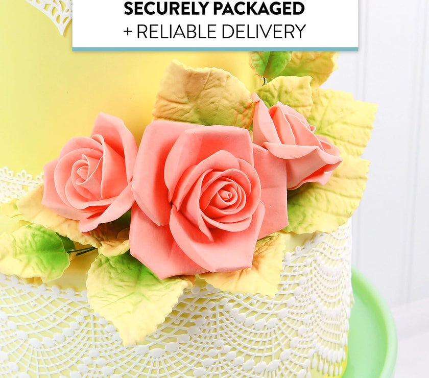 Peace Rose Sugar Flowers for Cake Decorating, by Global Sugar Art, Large, Apricot