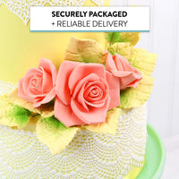 Peace Rose Sugar Flowers for Cake Decorating, by Global Sugar Art, Large, Apricot