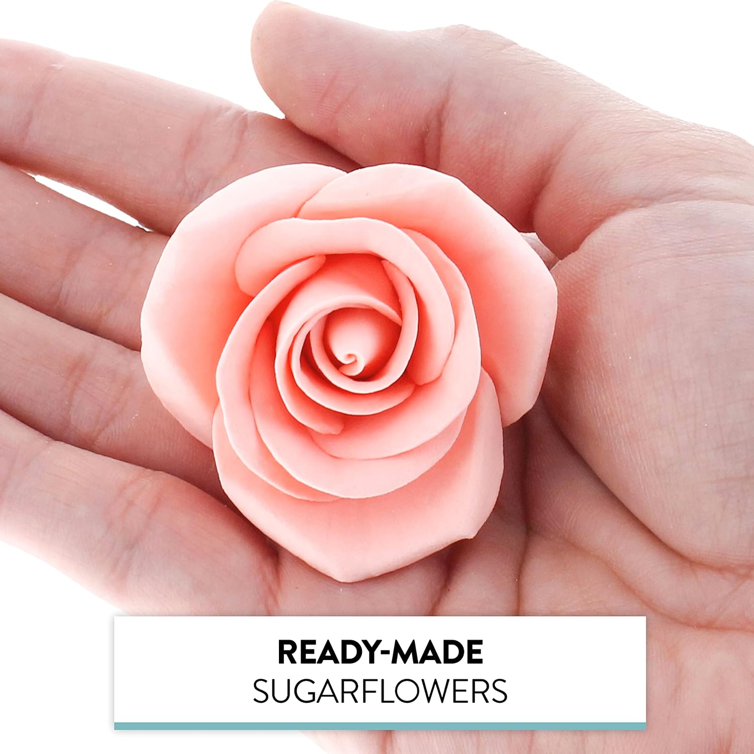 Peace Rose Sugar Flowers for Cake Decorating, by Global Sugar Art, Large, Apricot