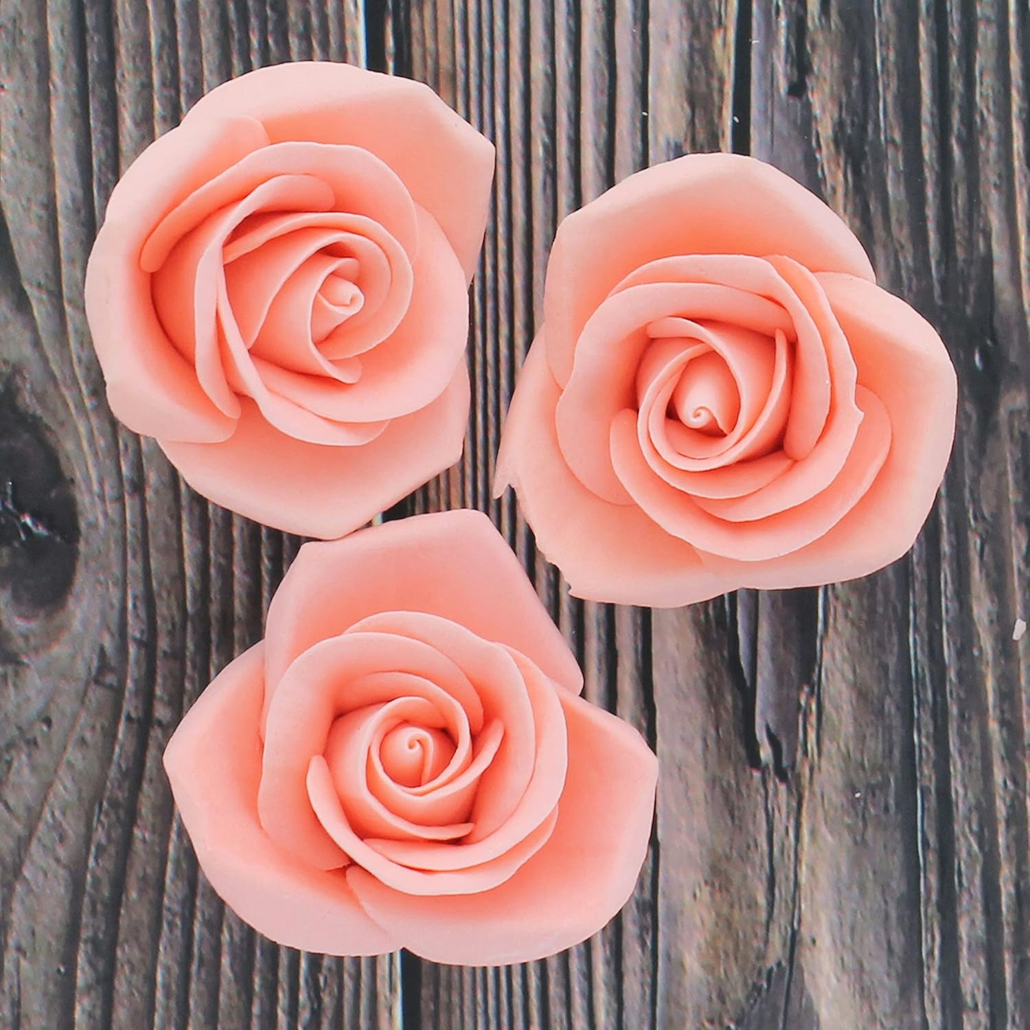 Peace Rose Sugar Flowers for Cake Decorating, by Global Sugar Art, Large, Apricot