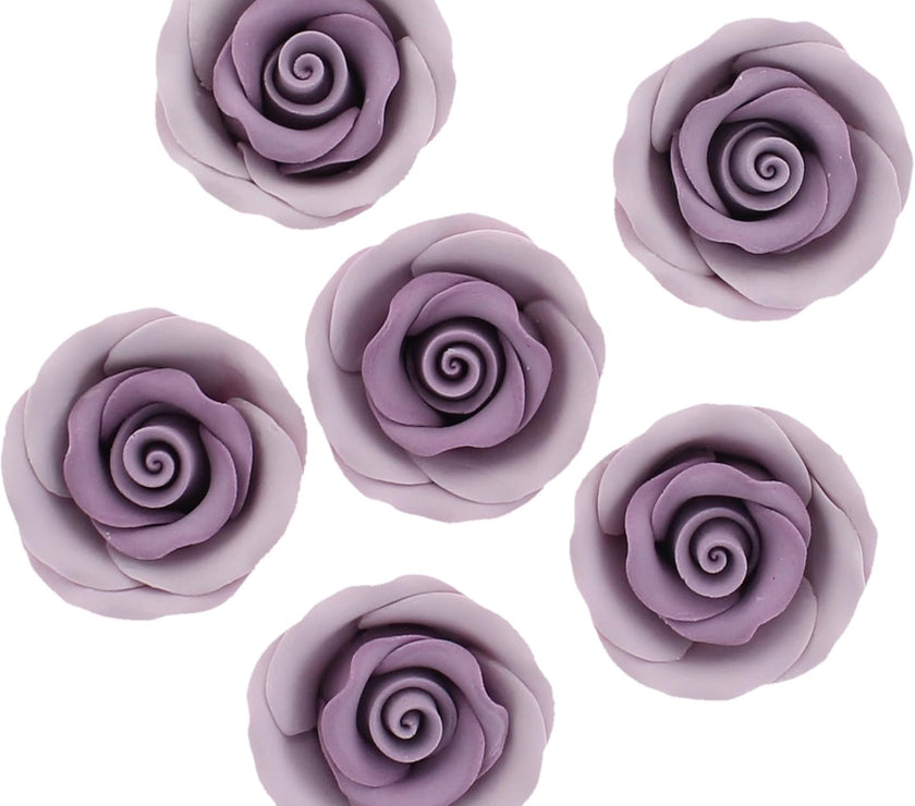 Premium Roses for Decorating Cakes and Cupcakes, by Global Sugar Art, Medium, Lavender